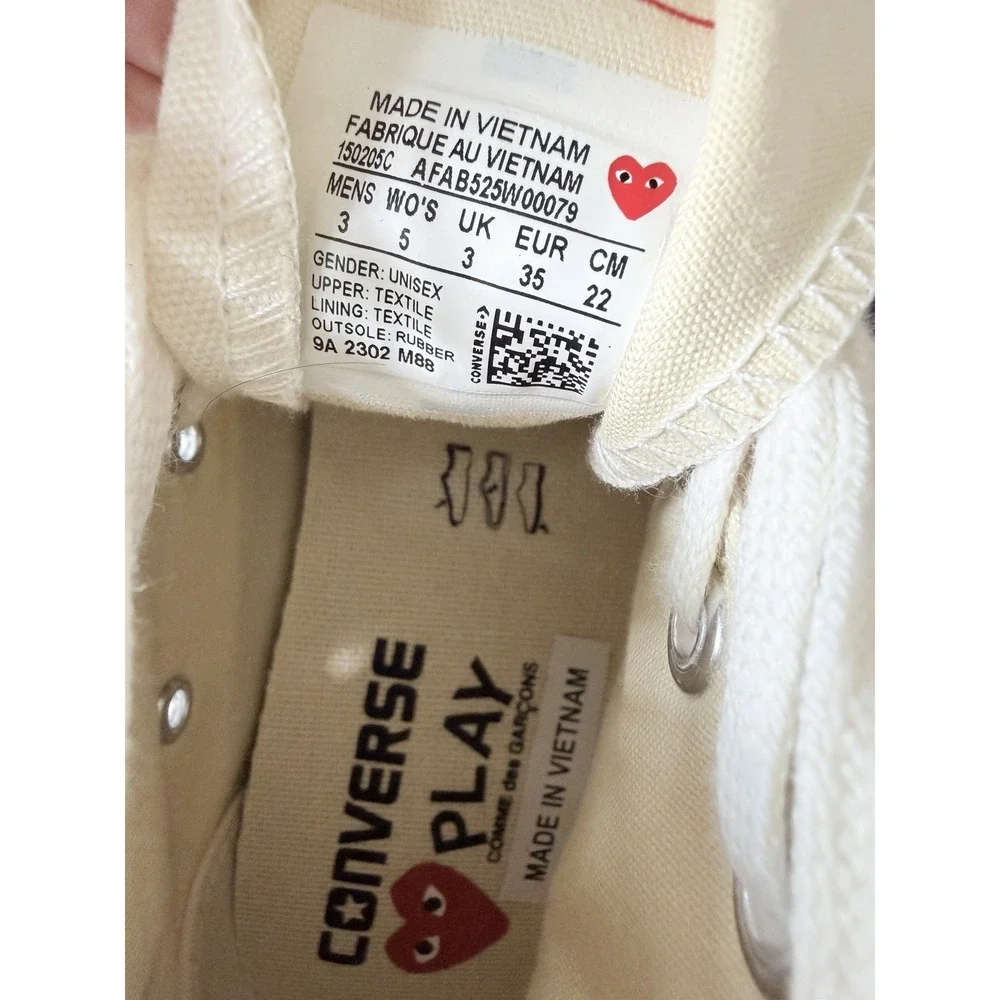 Converse x Comme des Garçons PLAY Chuck 70 High Top Sneakers Red‎ Heart W5 Men's